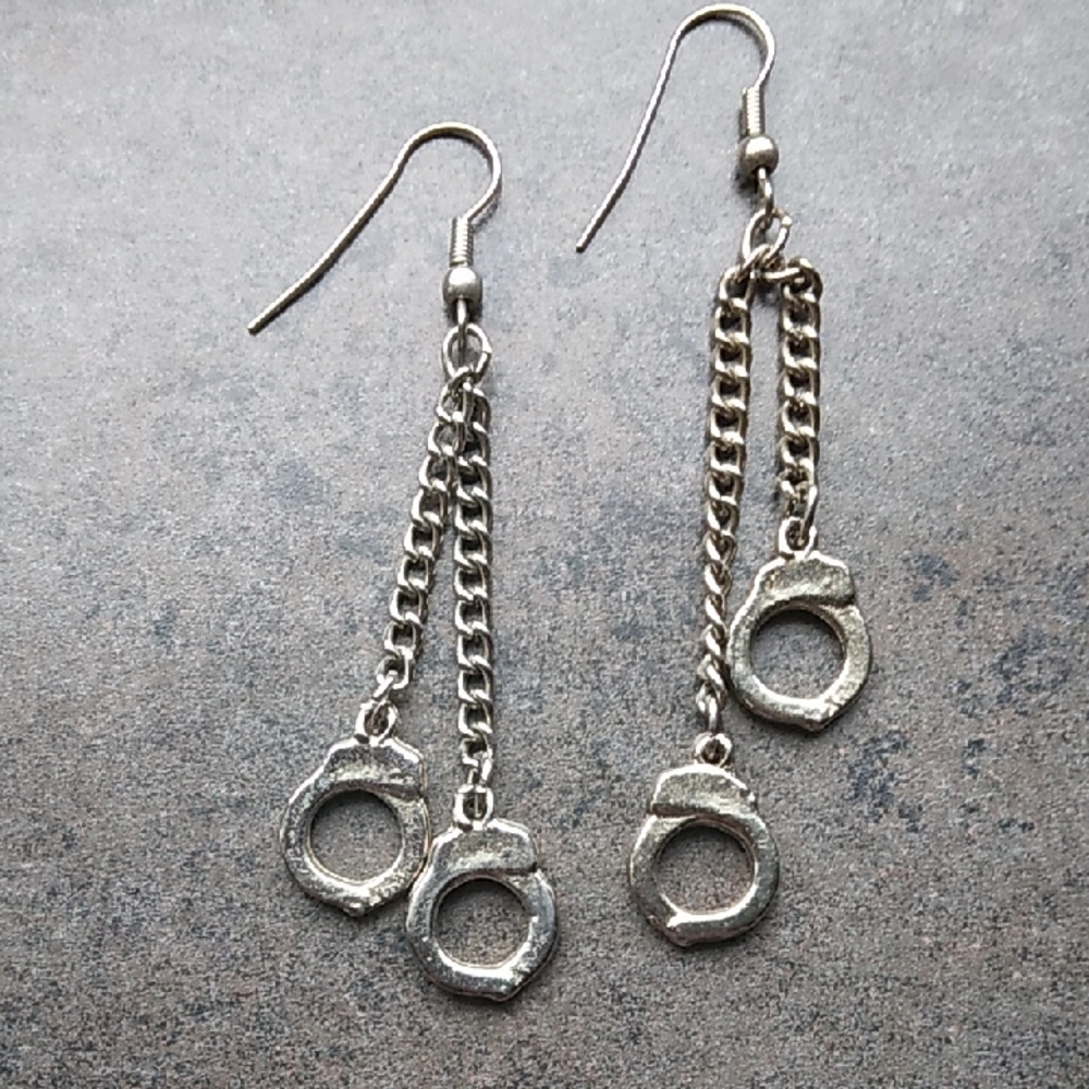 Vintage Silver Handcuff Dangle Earrings